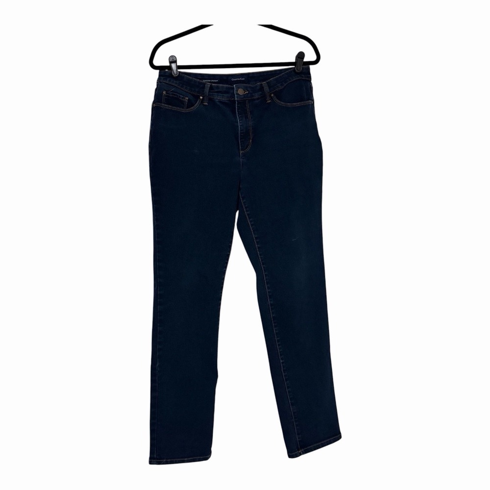 Charter Club Lexington Straight Jeans Size 10 Dark Blue Denim Stretch